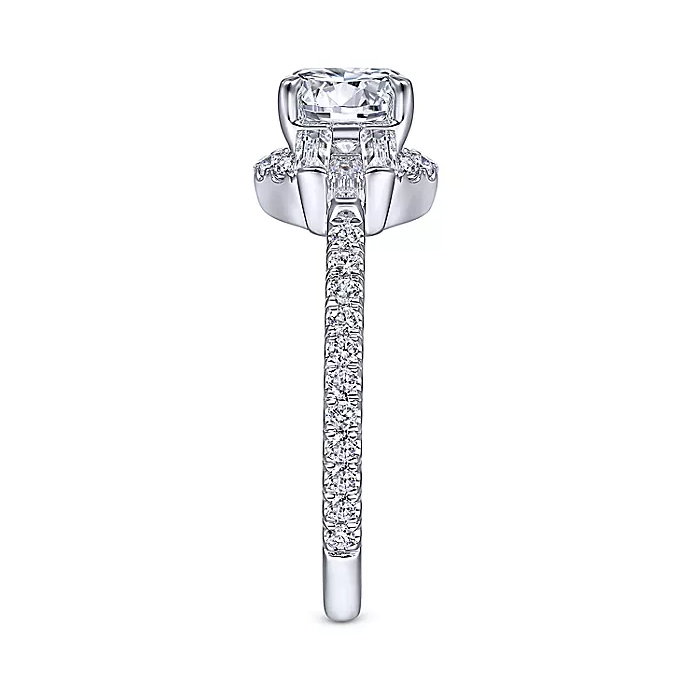 Pierce - Art Deco 14K White Gold Round Halo Diamond Engagement Ring