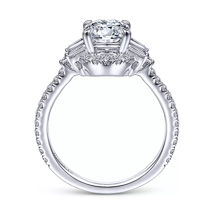Pierce - Art Deco 14K White Gold Round Halo Diamond Engagement Ring