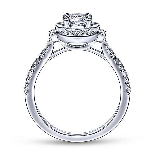 Draya - Art Deco 14K White Gold Oval Halo Diamond Engagement Ring