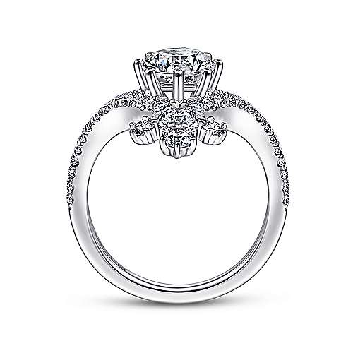 Royalty - 14K White Gold Round V Shape Diamond Engagement Ring