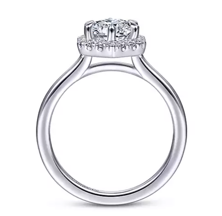 Valor - 14K White Gold Hexagonal Halo Round Diamond Engagement Ring