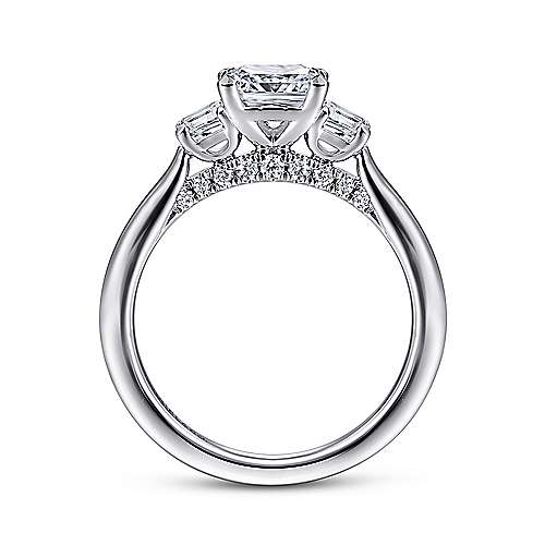 Harbor - 14K White Gold Princess Cut Three Stone Diamond Engagement Ring