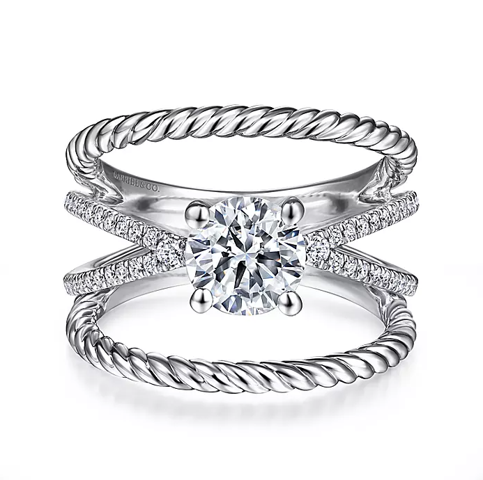 Charisma - 14K White Gold Round Split Shank Diamond Engagement Ring