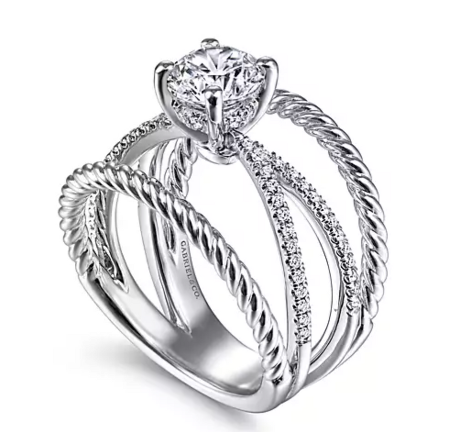 Charisma - 14K White Gold Round Split Shank Diamond Engagement Ring