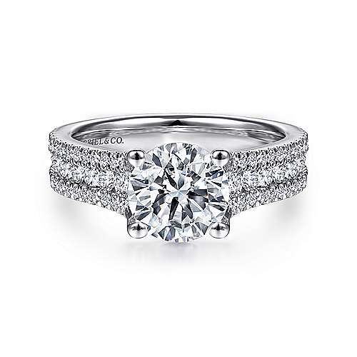 Carver - 14K White Gold Round Diamond Engagement Ring