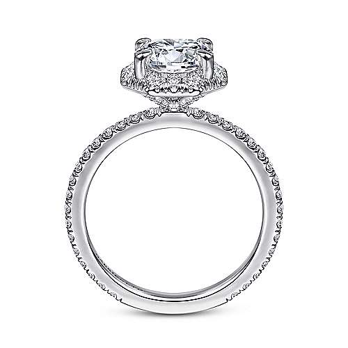 Adagio - 18K White Gold Octagonal Halo Round Diamond Engagement Ring