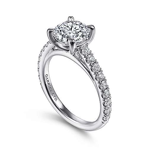 Roman - 18K White Gold Round Diamond Engagement Ring