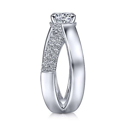 Shayla - 14K White Gold Round Criss Cross Shank Diamond Engagement Ring