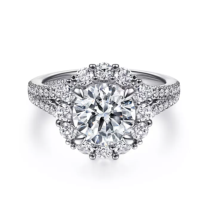 Cappella - 14K White Gold Round Halo Diamond Engagement Ring