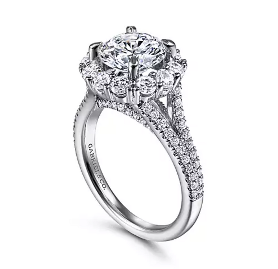Cappella - 14K White Gold Round Halo Diamond Engagement Ring