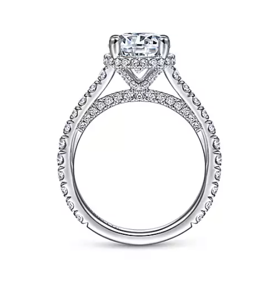 Camden - 18K White Gold Hidden Halo Round Diamond Engagement Ring