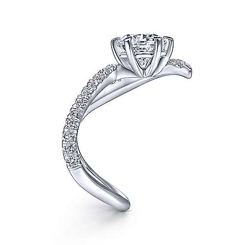 Celestial - 14K White Gold Free Form Round Diamond Engagement Ring
