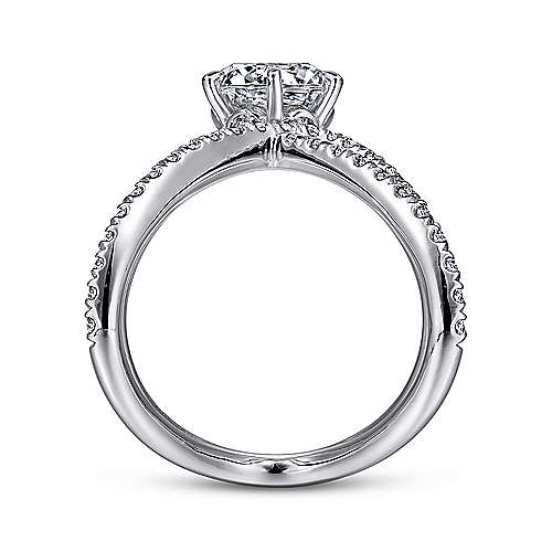 Atlantis - 14K White Gold Free Form Round Diamond Engagement Ring