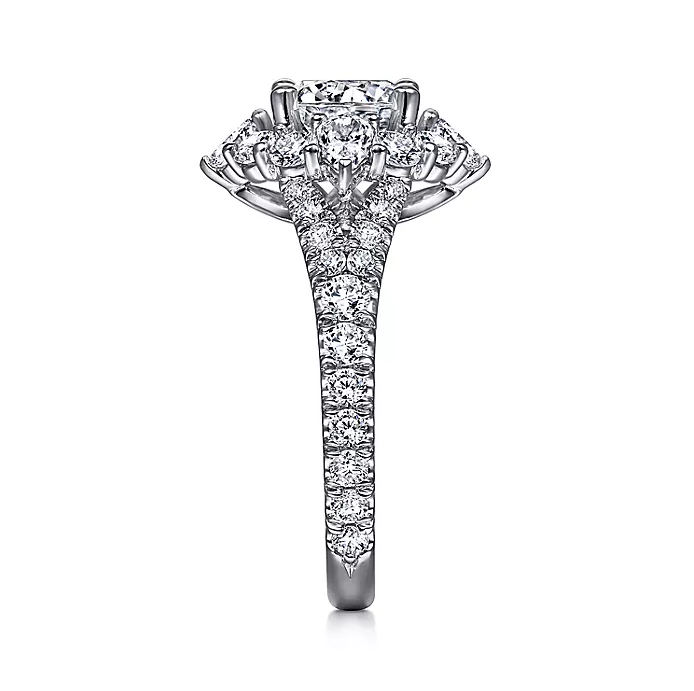 Iolana - 14K White Gold Fancy Halo Round Diamond Engagement Ring