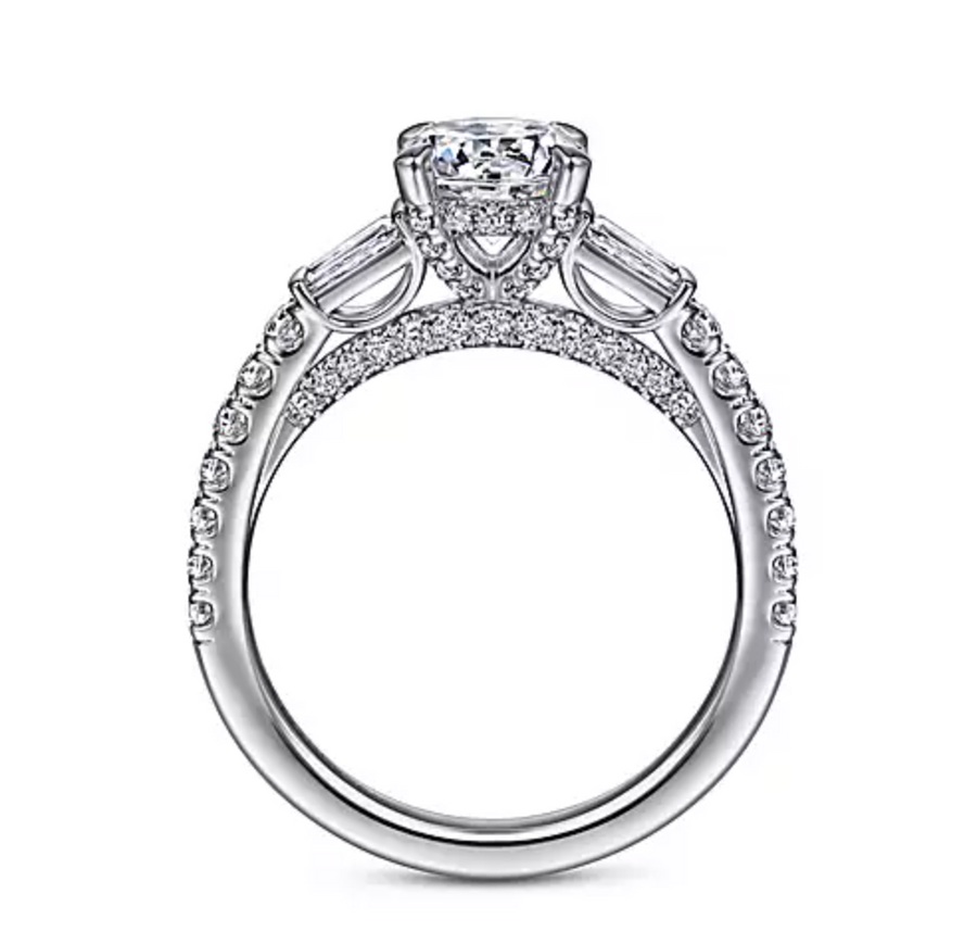 Jaquetta - 14K White Gold Round Three Stone Diamond Engagement Ring