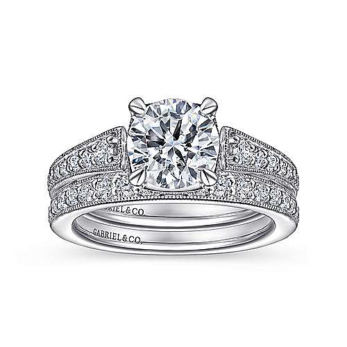 Talia - 14K White Gold Round Diamond Engagement Ring