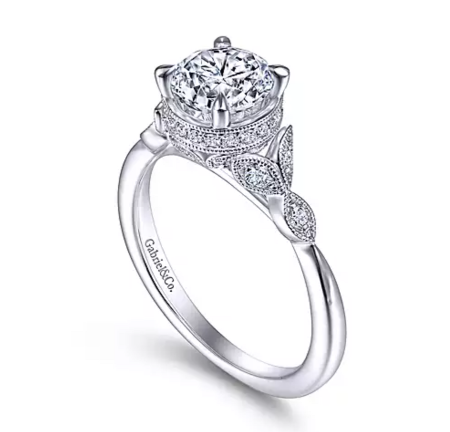 Laurenza - 14K White Gold Round Diamond Engagement Ring