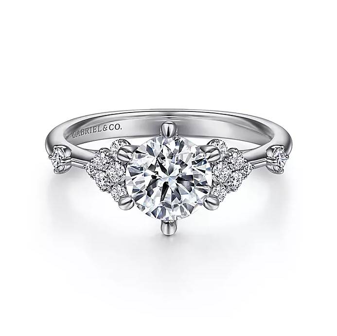 Leonora - 14K White Gold Round Diamond Engagement Ring