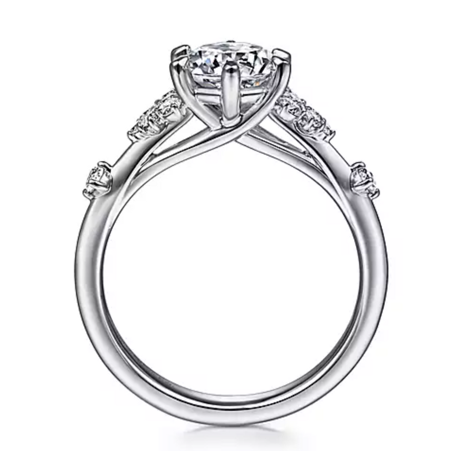 Leonora - 14K White Gold Round Diamond Engagement Ring