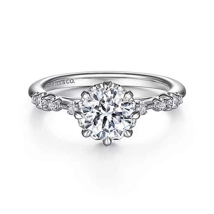 Lelia - 14K White Gold Round Diamond Engagement Ring