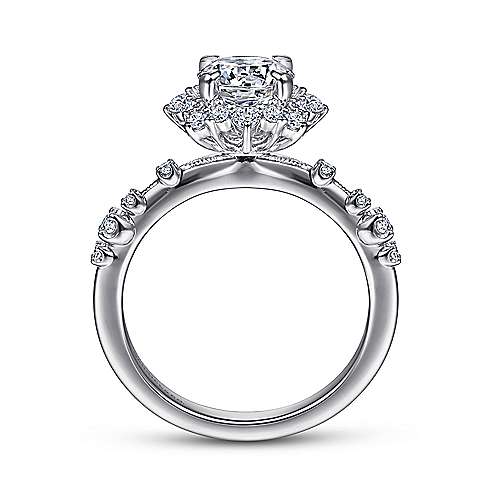 Idalia - 14K White Gold Fancy Halo Round Diamond Engagement Ring