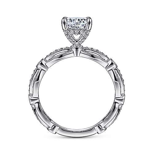 Latizzia - Vintage Inspired 14K White Gold Round Diamond Engagement Ring