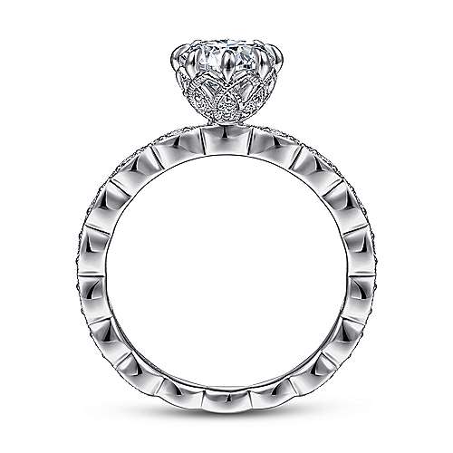 Piazza - Vintage Inspired 14K White Gold Round Diamond Engagement Ring