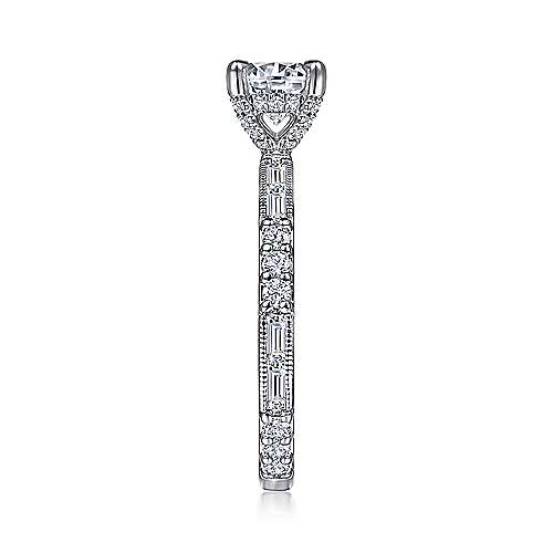 Luca - Art Deco 14K White Gold Round Diamond Engagement Ring
