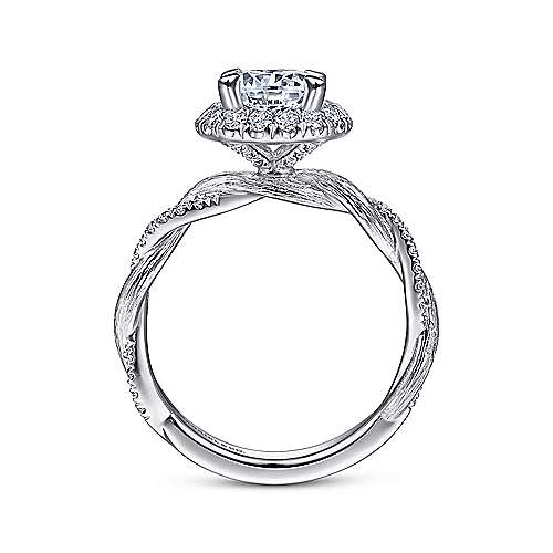 Luciella - 14K White Gold Round Halo Diamond Engagement Ring