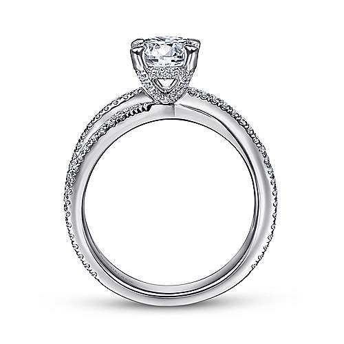 Eisley - 14K White Gold Split Shank Round Diamond Engagement Ring