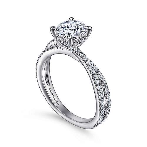 Eisley - 14K White Gold Split Shank Round Diamond Engagement Ring