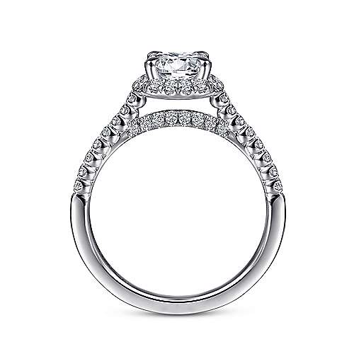 Nicia - 14K White Gold Round Halo Diamond Engagement Ring