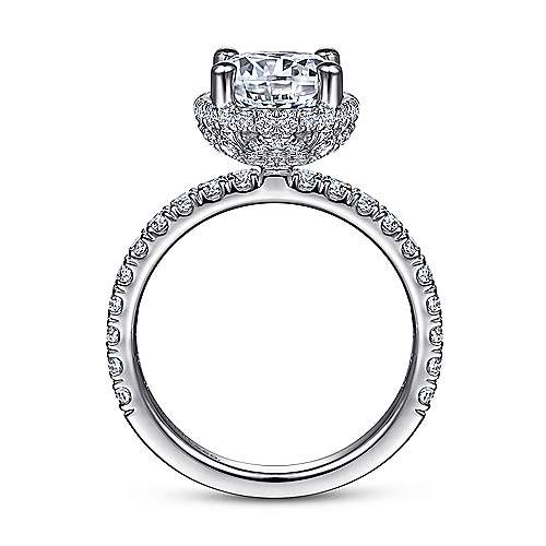 Falla - 14K White Gold Hidden Halo Round Diamond Engagement Ring