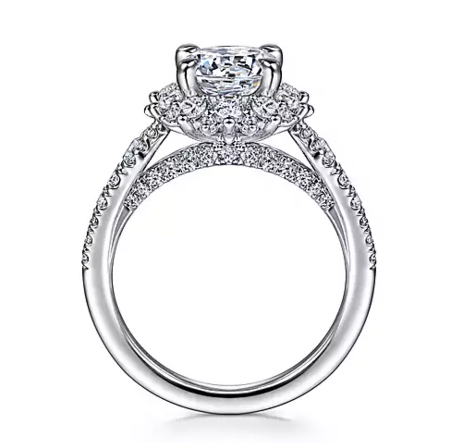 Raimona - 14K White Gold Round Halo Diamond Engagement Ring