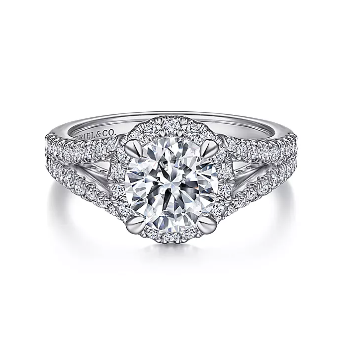 Robbia - 14K White Gold Round Halo Diamond Engagement Ring