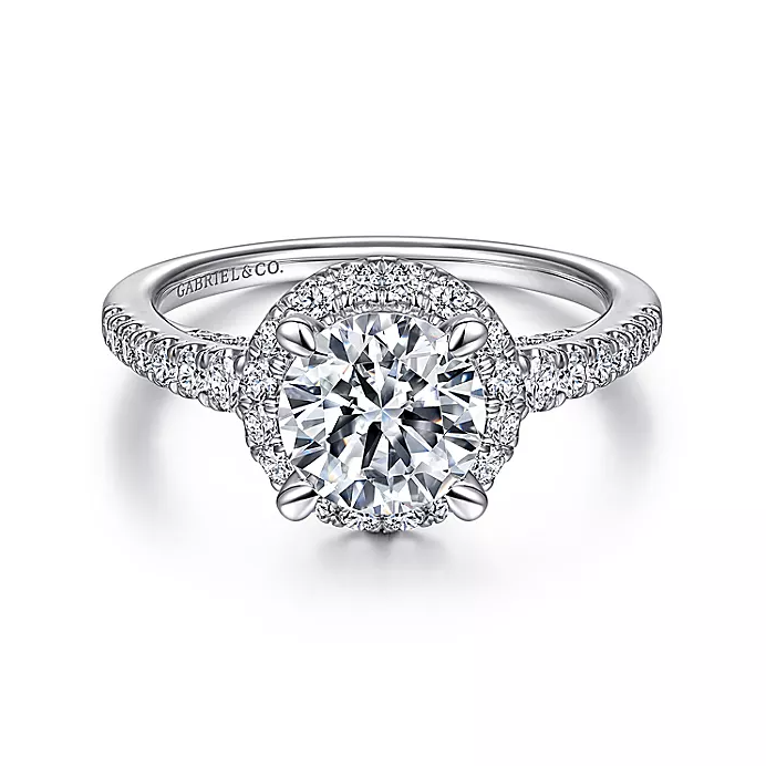 Roma - 14K White Gold Round Halo Diamond Engagement Ring