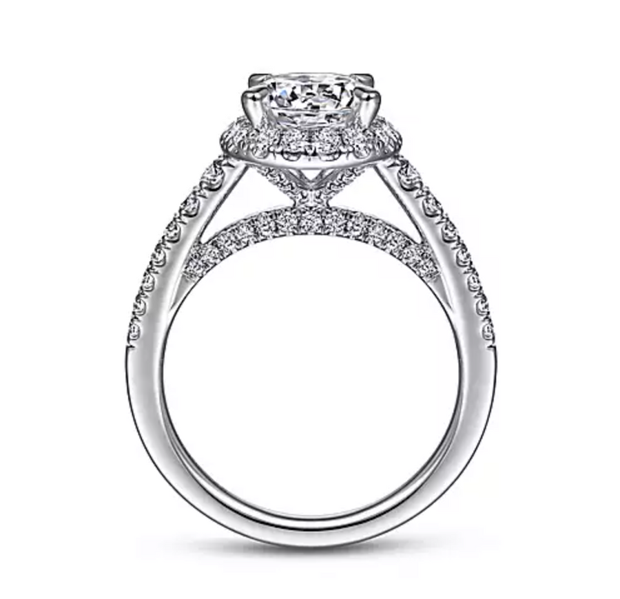 Roma - 14K White Gold Round Halo Diamond Engagement Ring