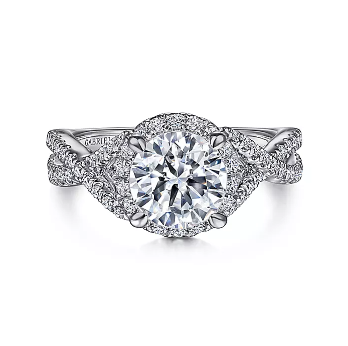 Sicily - 14K White Gold Round Halo Diamond Engagement Ring