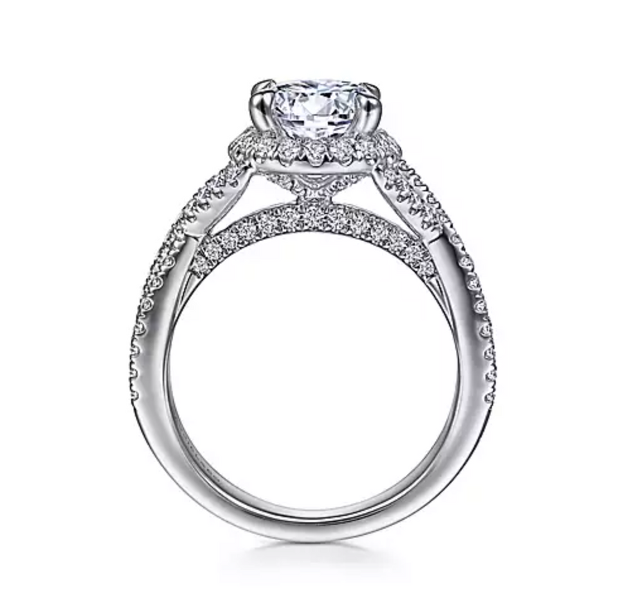 Sicily - 14K White Gold Round Halo Diamond Engagement Ring