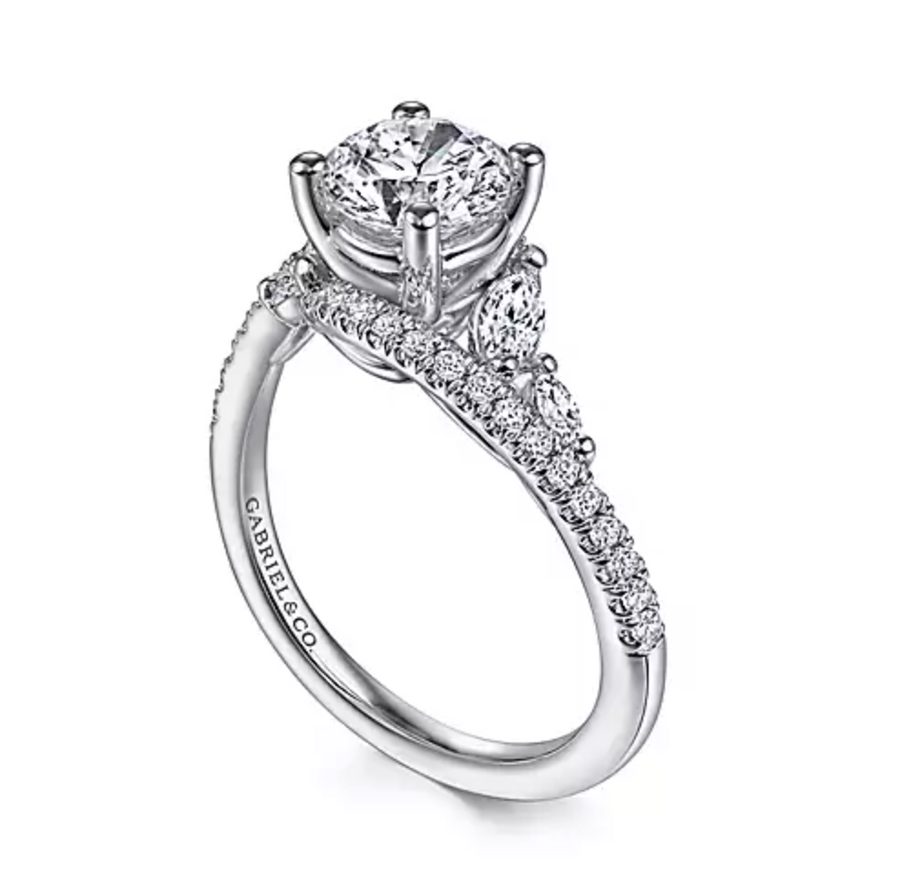 Firenze - 14K White Gold Bypass Round Diamond Engagement Ring