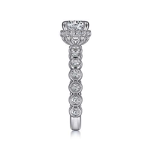 Siana - Vintage Inspired 14K White Gold Round Diamond Engagement Ring