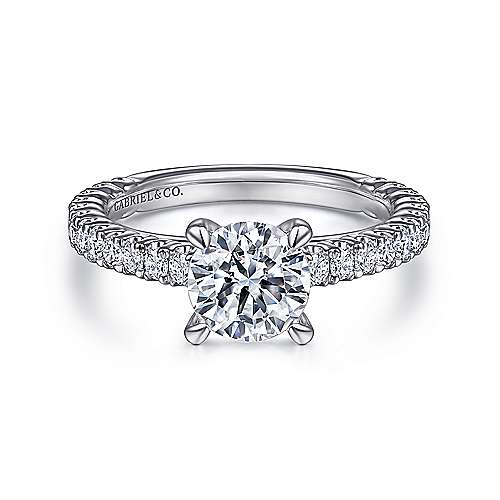Silva - 14K White Gold Round Diamond Engagement Ring
