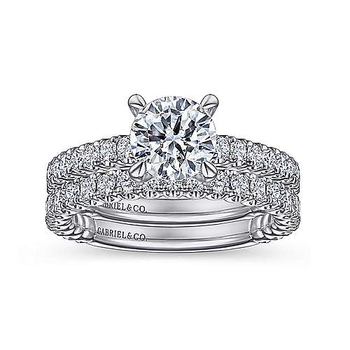 Silva - 14K White Gold Round Diamond Engagement Ring