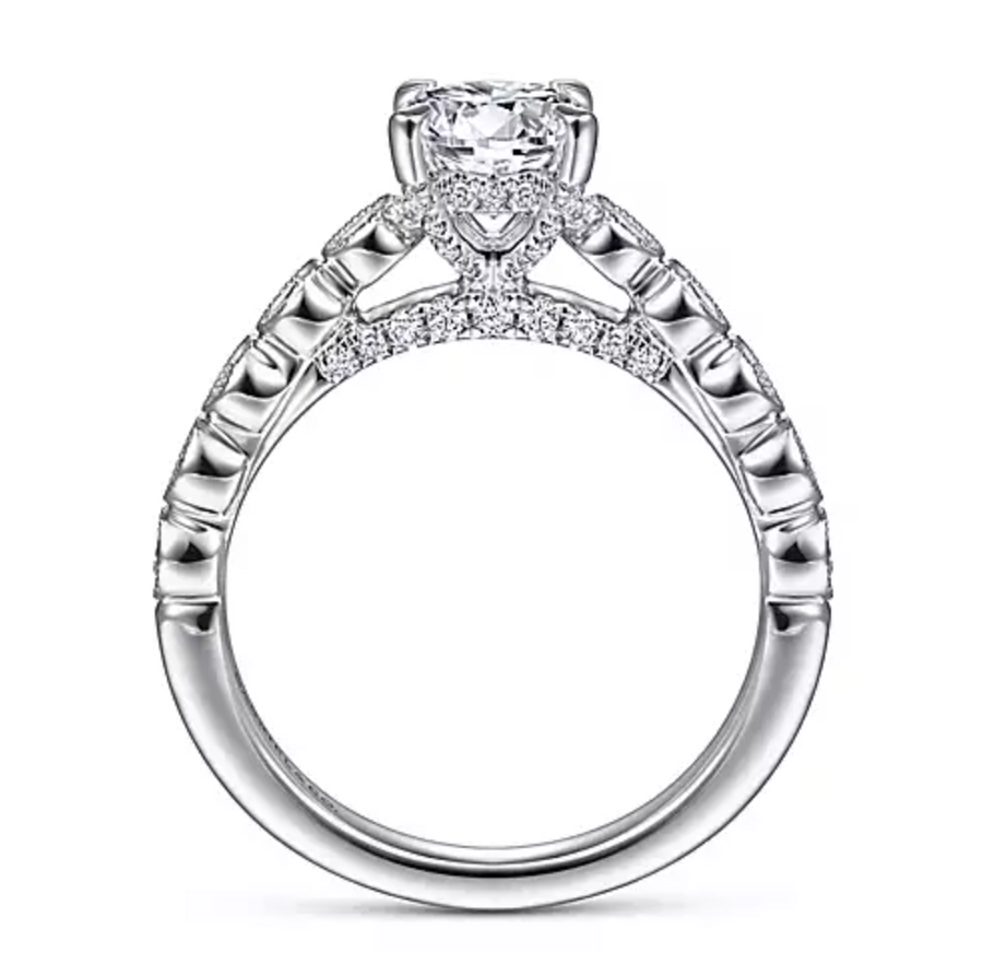 Vinceta - 14K White Gold Round Diamond Engagement Ring