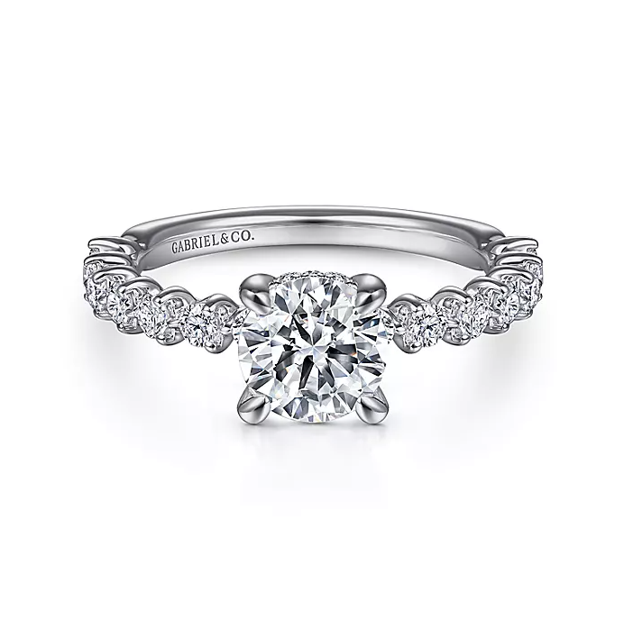 Zelmira - 14K White Gold Round Diamond Engagement Ring