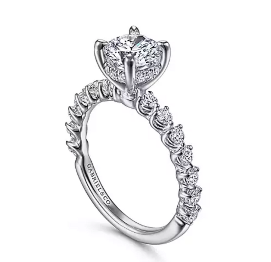 Zelmira - 14K White Gold Round Diamond Engagement Ring