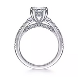 Wednesday - 18K White Gold Emerald Cut Three Stone Diamond Engagement Ring