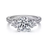 Wilda - 18K White Gold Round Three Stone Diamond Engagement Ring