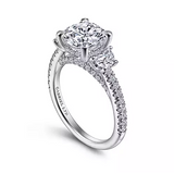 Wilda - 18K White Gold Round Three Stone Diamond Engagement Ring