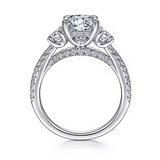 Wilda - 18K White Gold Round Three Stone Diamond Engagement Ring